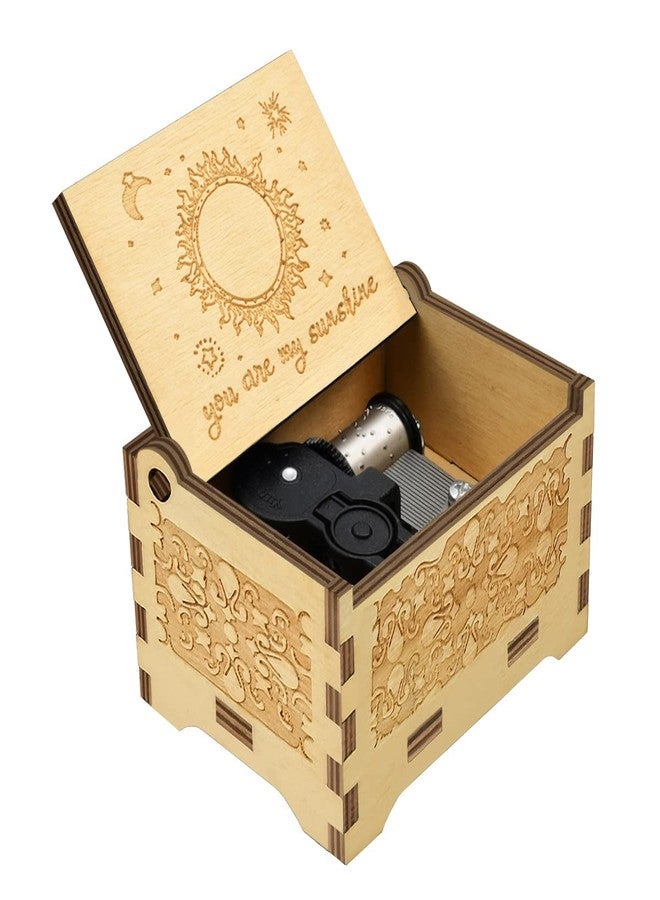 Sooharic You are My Sunshine Music Box for Daughter Son Dad Mom, Unique for Kids Vintage Engraving Wooden Music Box - Image 2